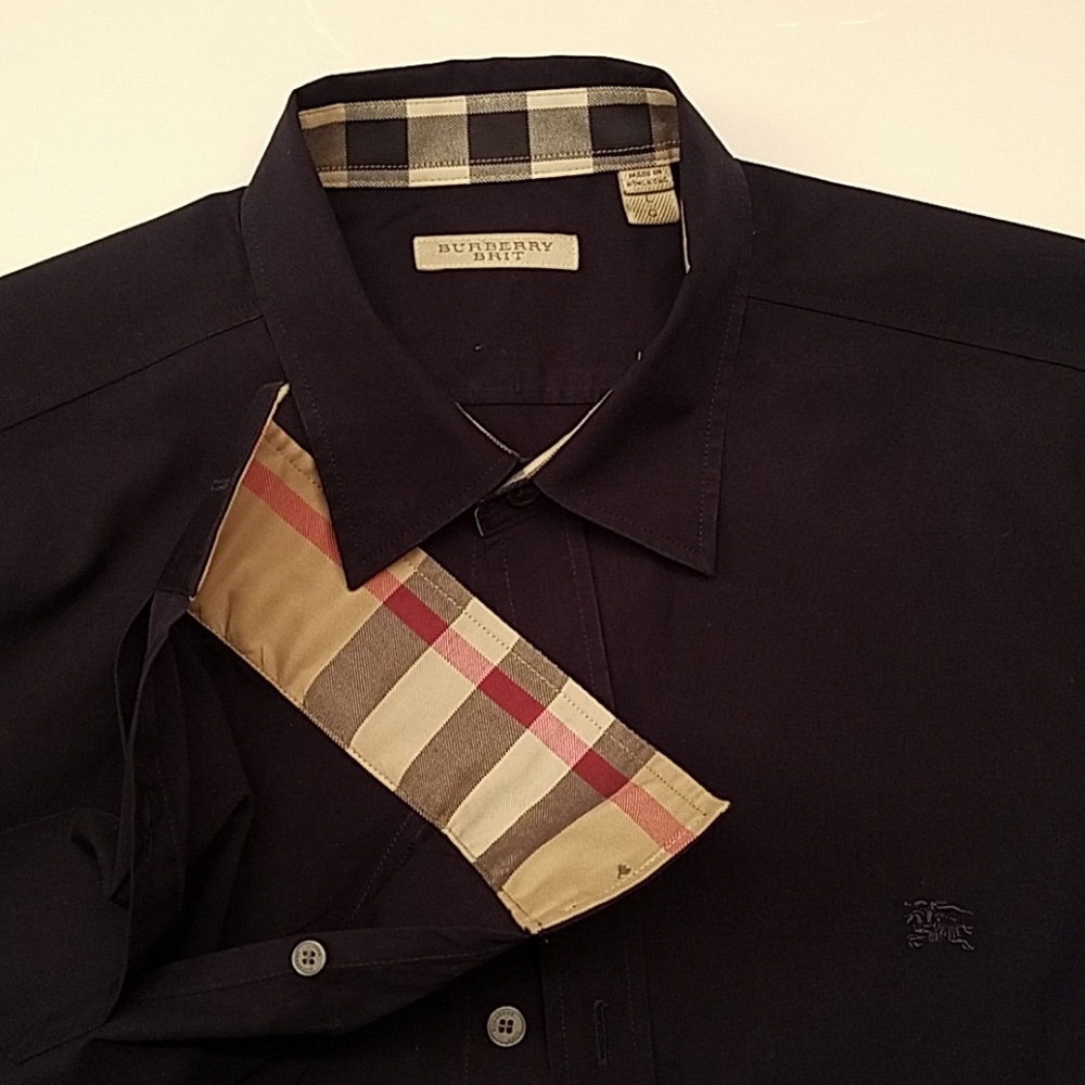 Authentic Burberry Check Shirt in navy blue